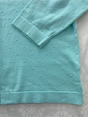 Studio Works Light Aqua Dot-Texture Cardigan Sweater